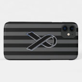 Chrome Style Black Ribbon Awareness Case-Mate iPhone Case (Achterkant (horizontaal))