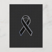 Chrome Style Black Ribbon Awareness Decor Briefkaart (Voorkant)