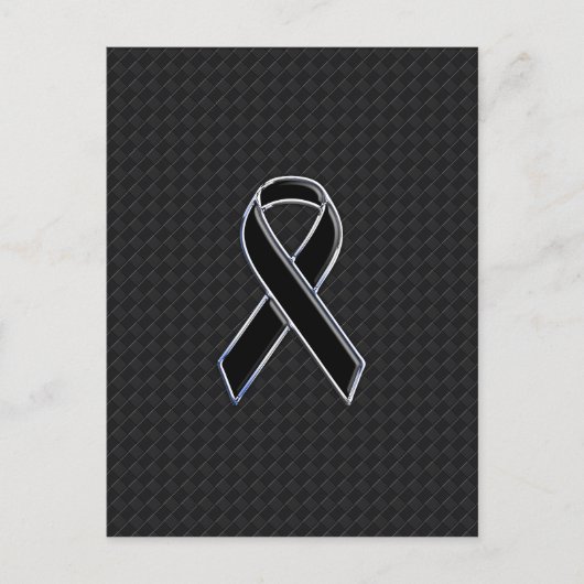 Chrome Style Black Ribbon Awareness Decor Briefkaart (Voorkant)