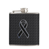 Chrome Style Black Ribbon Awareness Decor Heupfles (Voorkant)