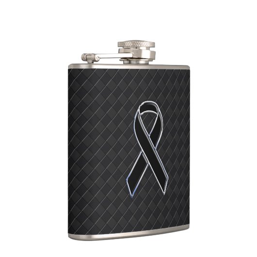 Chrome Style Black Ribbon Awareness Decor Heupfles (Rechts)