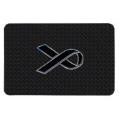 Chrome Style Black Ribbon Awareness Decor Magneet (Horizontaal)