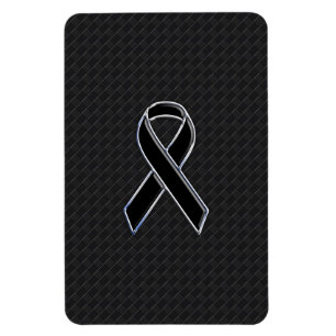 Chrome Style Black Ribbon Awareness Decor Magneet