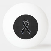 Chrome Style Black Ribbon Awareness Decor Pingpongbal (Voorkant)