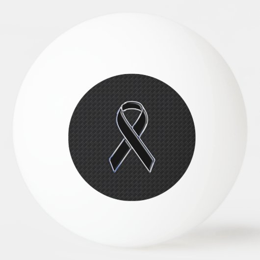 Chrome Style Black Ribbon Awareness Decor Pingpongbal (Voorkant)