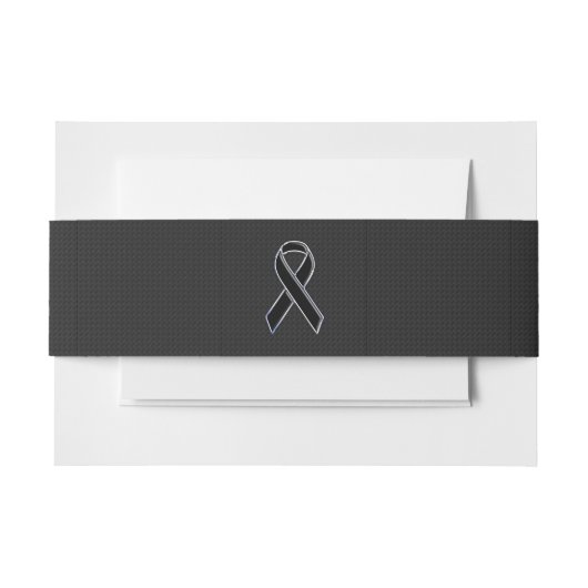 Chrome Style Black Ribbon Awareness Decor Uitnodigingen Wikkel (Voorkant Voorbeeld)