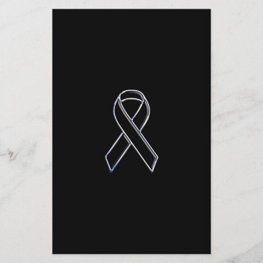 Chrome Style Black Ribbon Awareness Flyer (Voorkant)