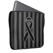 Chrome Style Black Ribbon Awareness Laptop Sleeve (Voorkant Rechts)