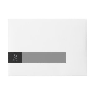 Chrome Style Black Ribbon Awareness on Black Adreslabel Wikkel