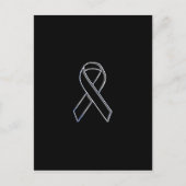 Chrome Style Black Ribbon Awareness on Black Briefkaart (Voorkant)