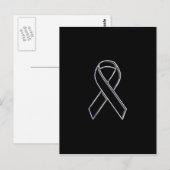 Chrome Style Black Ribbon Awareness on Black Briefkaart (Voorkant / Achterkant)