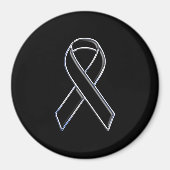 Chrome Style Black Ribbon Awareness on Black Magneet (Voorkant)