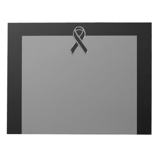 Chrome Style Black Ribbon Awareness on Black Notitieblok (Voorkant)