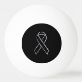 Chrome Style Black Ribbon Awareness on Black Pingpongbal (Achterkant)