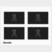 Chrome Style Black Ribbon Awareness on Black Rechthoekige Sticker (Vel)