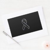 Chrome Style Black Ribbon Awareness on Black Rechthoekige Sticker (Envelop)