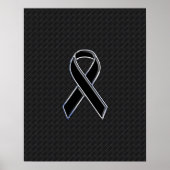 Chrome Style Black Ribbon Awareness Poster (Voorkant)