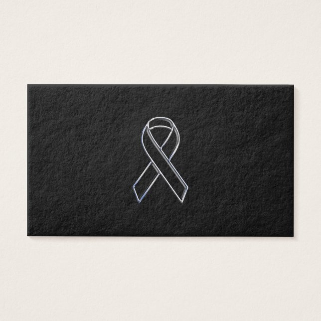Chrome Style Black Ribbon Awareness Visitekaartje (Voorkant)