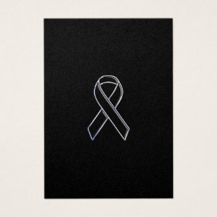 Chrome Style Black Ribbon Awareness Visitekaartjes