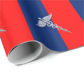 Chrome Style Caduceus Medical Symbol League Cadeaupapier (Rol Hoek)