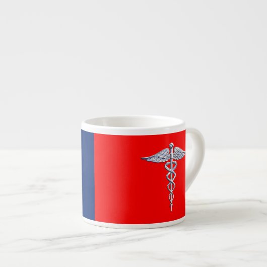 Chrome Style Caduceus Medical Symbol League Espresso Kop (Voorkant rechts)