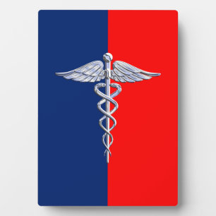 Chrome Style Caduceus Medical Symbol League Fotoplaat