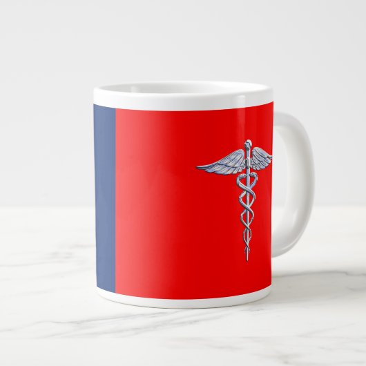 Chrome Style Caduceus Medical Symbol League Grote Koffiekop (Voorkant rechts)