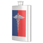 Chrome Style Caduceus Medical Symbol League Heupfles (Links)