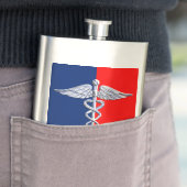 Chrome Style Caduceus Medical Symbol League Heupfles (Voorbeeld)