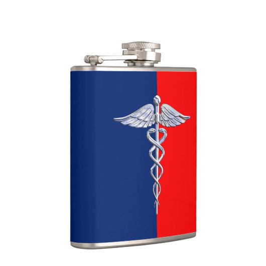 Chrome Style Caduceus Medical Symbol League Heupfles (Rechts)