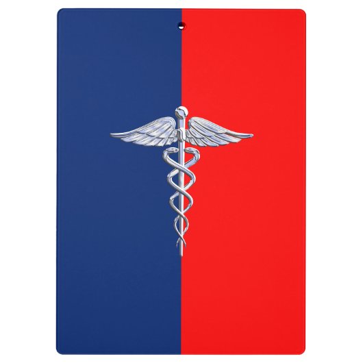Chrome Style Caduceus Medical Symbol League Klembord (Achterkant)