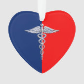 Chrome Style Caduceus Medical Symbol League Ornament (voorkant)