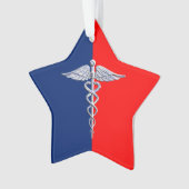 Chrome Style Caduceus Medical Symbol League Ornament (voorkant)