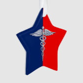 Chrome Style Caduceus Medical Symbol League Ornament (voorkant)