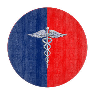 Chrome Style Caduceus Medical Symbol League Snijplank