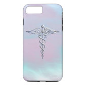 Chrome Style Caduceus Medical Symbool Moeder Pearl Case-Mate iPhone Case (Achterkant)