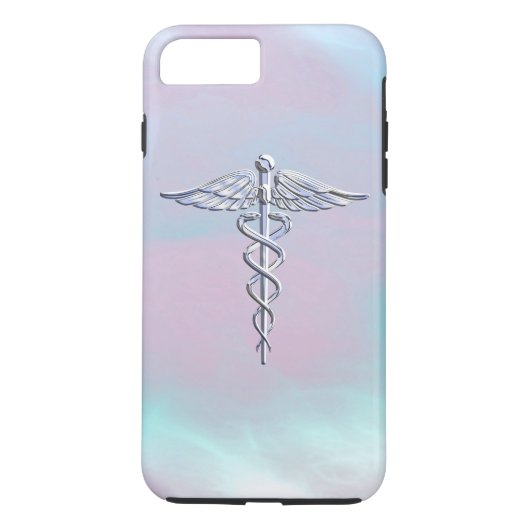 Chrome Style Caduceus Medical Symbool Moeder Pearl Case-Mate iPhone Case (Achterkant)
