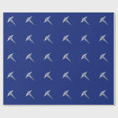 Chrome Style Caduceus Medical Symbool op Navy Blue Cadeaupapier (Vlak)