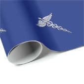 Chrome Style Caduceus Medical Symbool op Navy Blue Cadeaupapier (Rol Hoek)