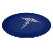 Chrome Style Caduceus Medical Symbool op Navy Blue Snijplank (Hoek)