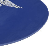 Chrome Style Caduceus Medical Symbool op Navy Blue Snijplank (Hoek)