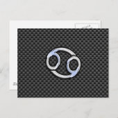 Chrome Style Cancer Zodiac Sign Carbon Fiber Print Briefkaart (Voorkant / Achterkant)