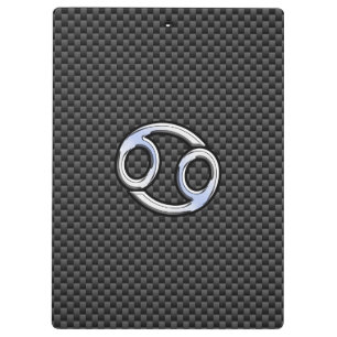 Chrome Style Cancer Zodiac Sign Carbon Fiber Print Klembord