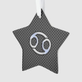 Chrome Style Cancer Zodiac Sign Carbon Fiber Print Ornament (voorkant)