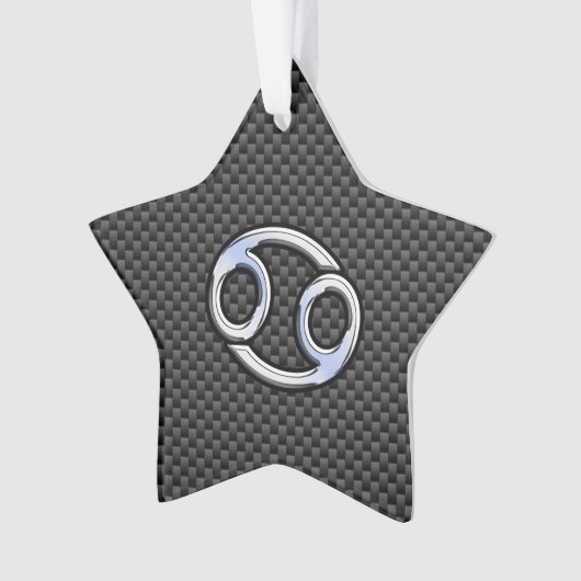 Chrome Style Cancer Zodiac Sign Carbon Fiber Print Ornament (voorkant)