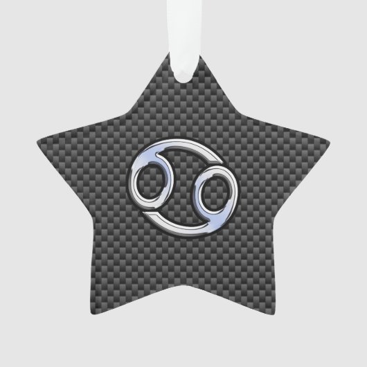 Chrome Style Cancer Zodiac Sign Carbon Fiber Print Ornament (voorkant)