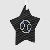 Chrome Style Cancer Zodiac Sign Carbon Fiber Print Ornament (voorkant)