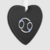 Chrome Style Cancer Zodiac Sign Carbon Fiber Print Ornament (voorkant)