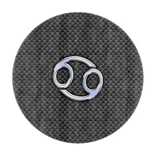 Chrome Style Cancer Zodiac Sign Carbon Fiber Print Snijplank (Voorkant)