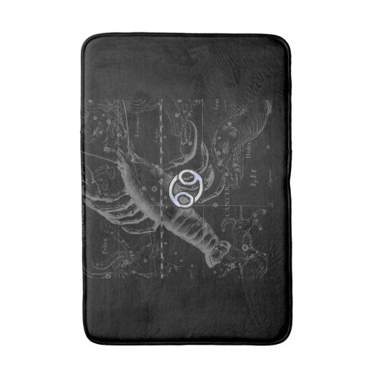 Chrome Style Cancer Zodiac Sign on Hevelius 1690 Badmat (Voorkant Verticaal)